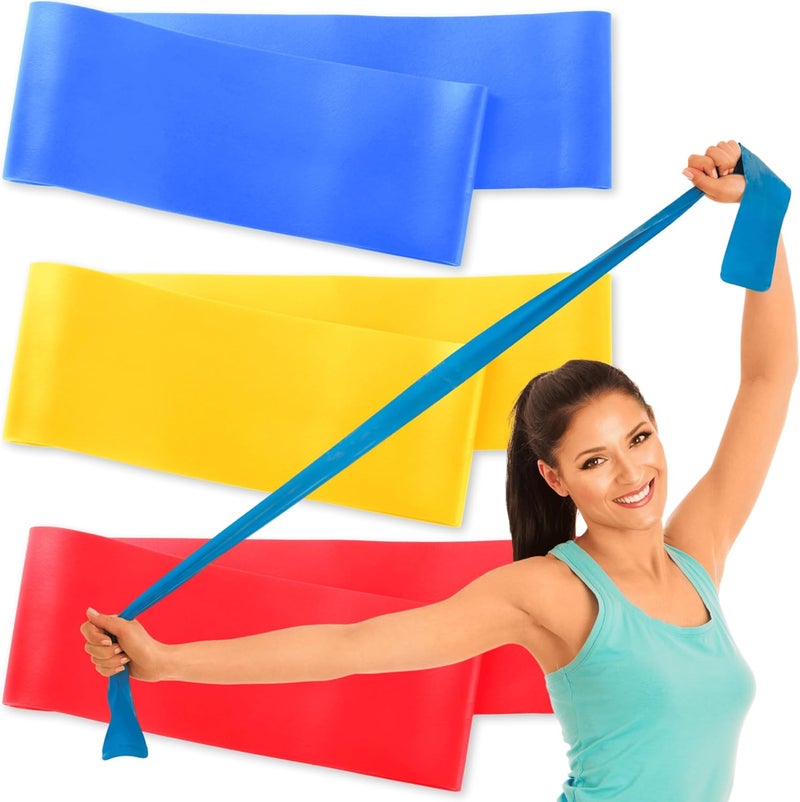 RMS Resistance Bands with Instruction Guide & Carry Bag - Latex Free Exercise Band for Working Out, Physical Therapy, Rehab, Stretch, Yoga & Pilates, Set of 3 - Image 1